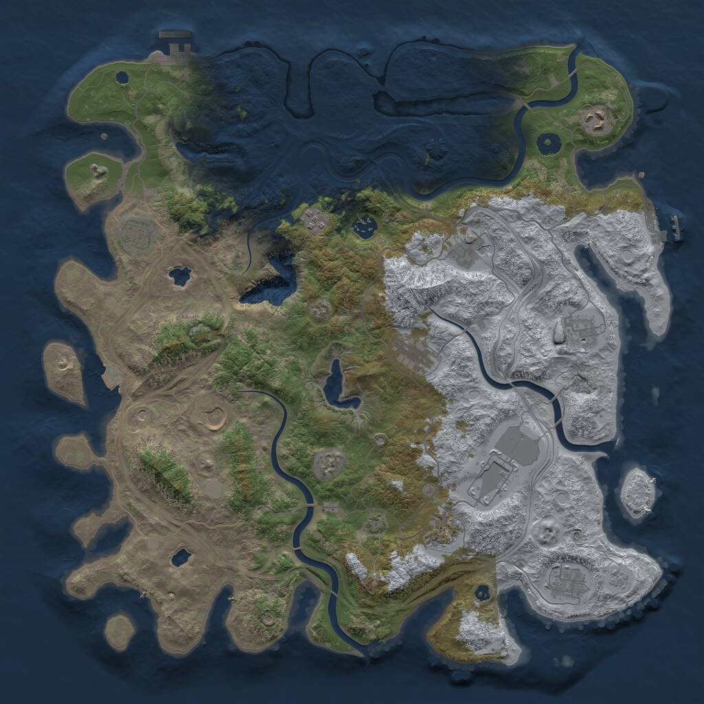 Rust Map: Procedural Map, Size: 4500, Seed: 1443839275, 17 Monuments