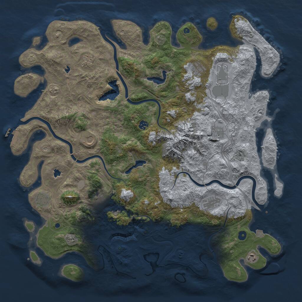 Rust Map: Procedural Map, Size: 5000, Seed: 532176136, 17 Monuments