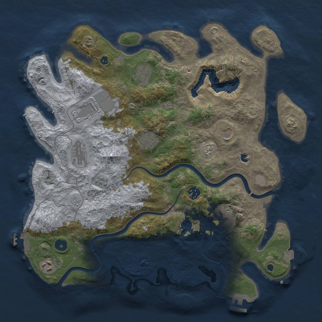Rust Map: Procedural Map, Size: 4000, Seed: 53469, 15 Monuments