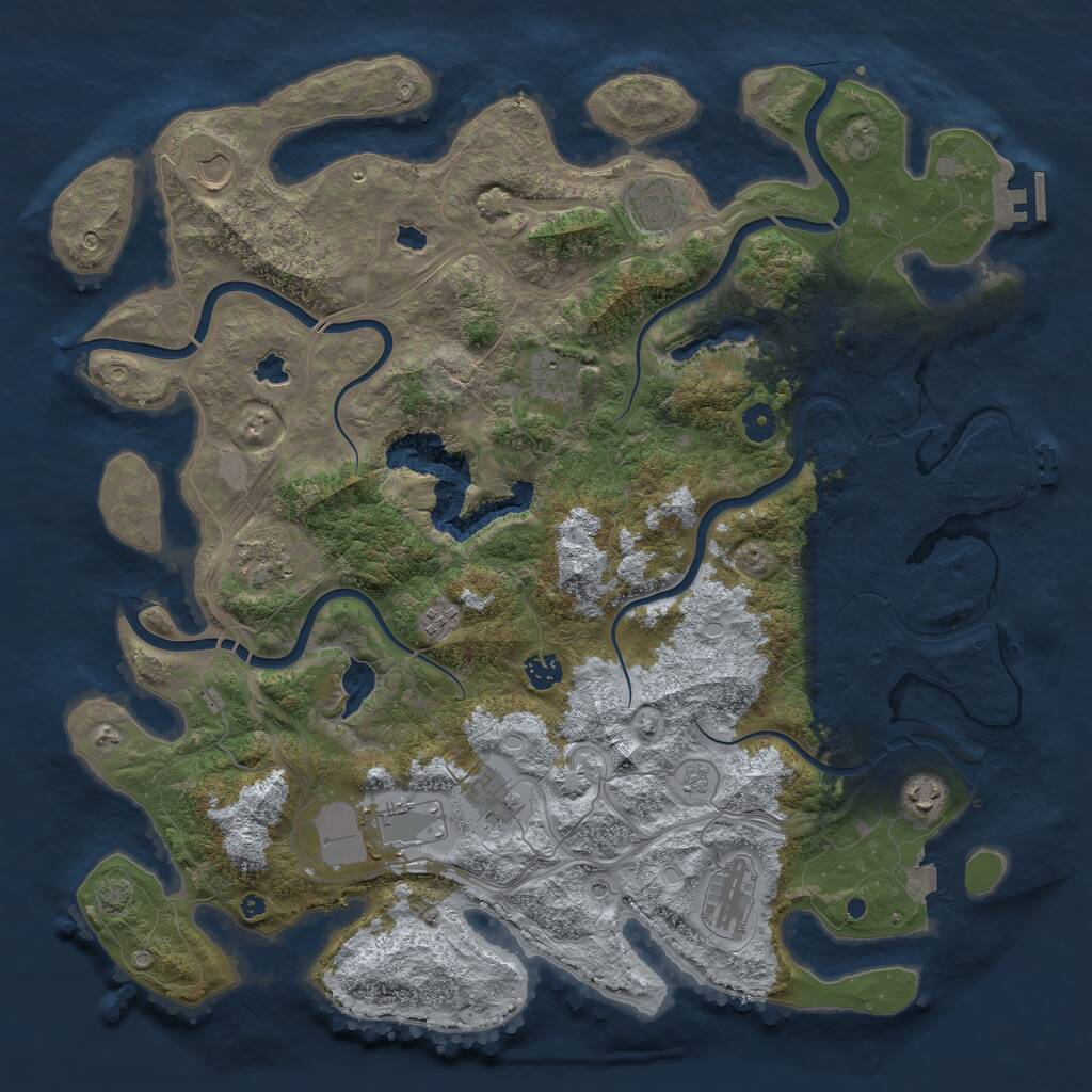 Rust Map: Procedural Map, Size: 4500, Seed: 873179377, 16 Monuments