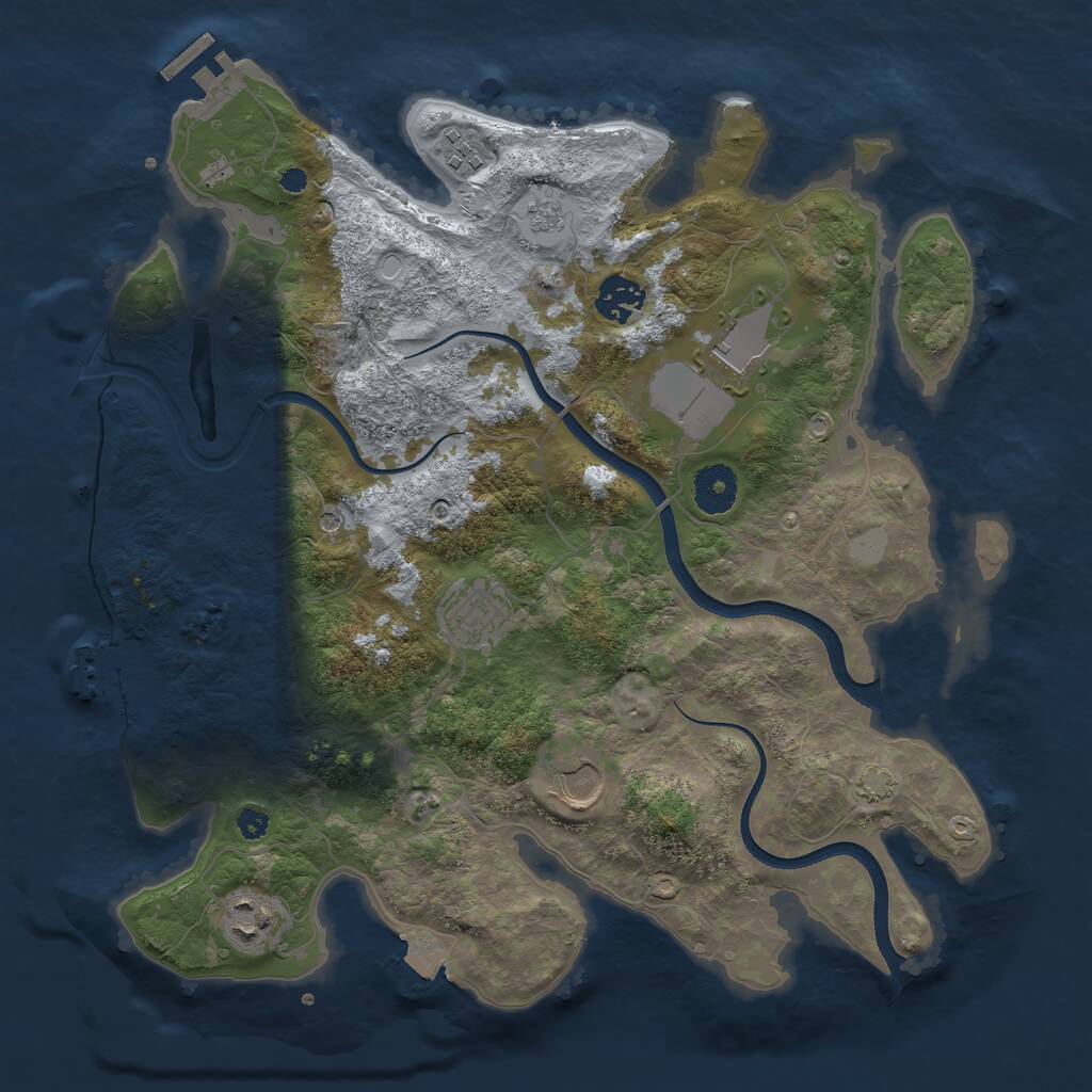 Rust Map: Procedural Map, Size: 3500, Seed: 1743453499, 12 Monuments