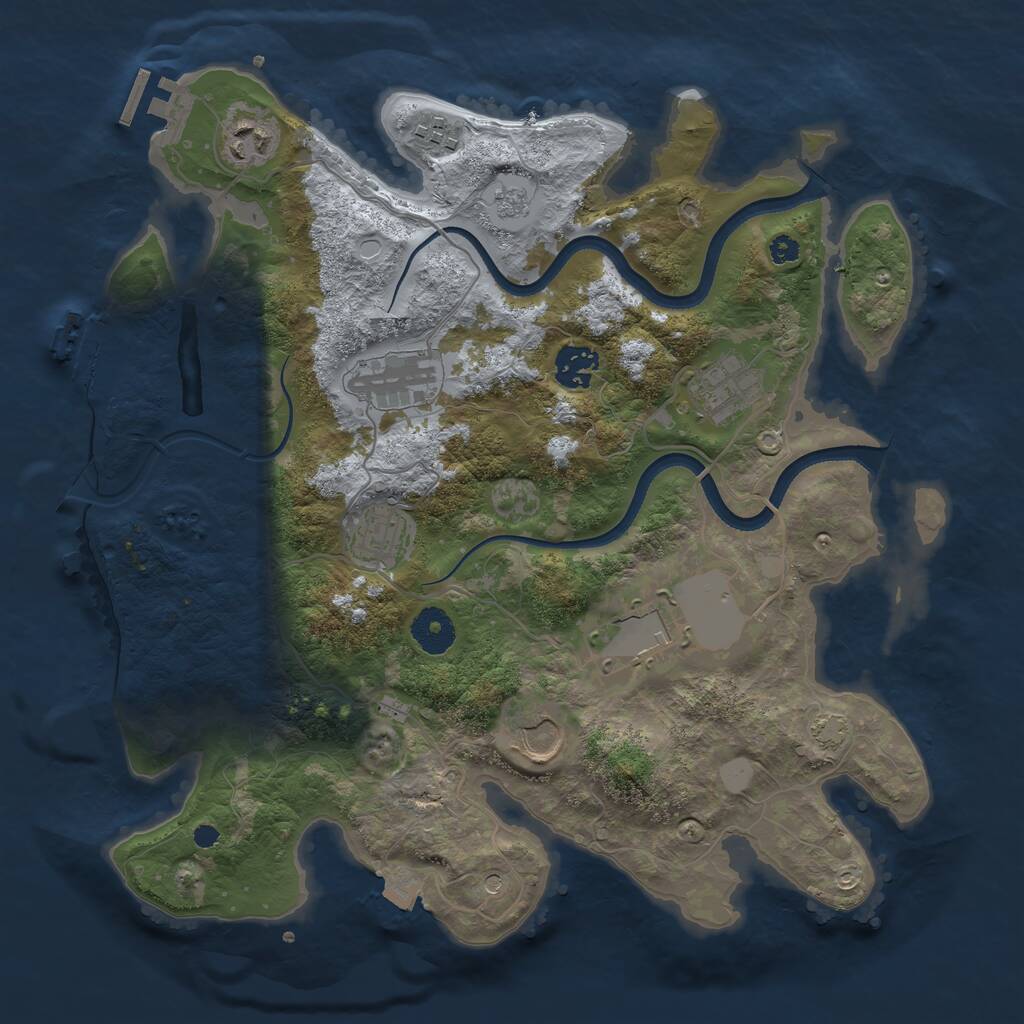 Rust Map: Procedural Map, Size: 3500, Seed: 1743453499, 14 Monuments