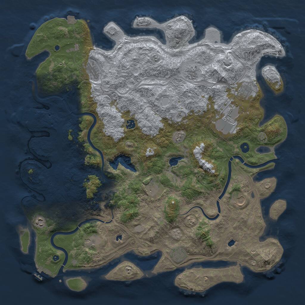 Rust Map: Procedural Map, Size: 4850, Seed: 75051, 17 Monuments