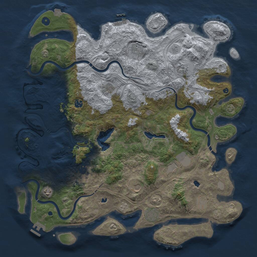 Rust Map: Procedural Map, Size: 4650, Seed: 75051, 17 Monuments