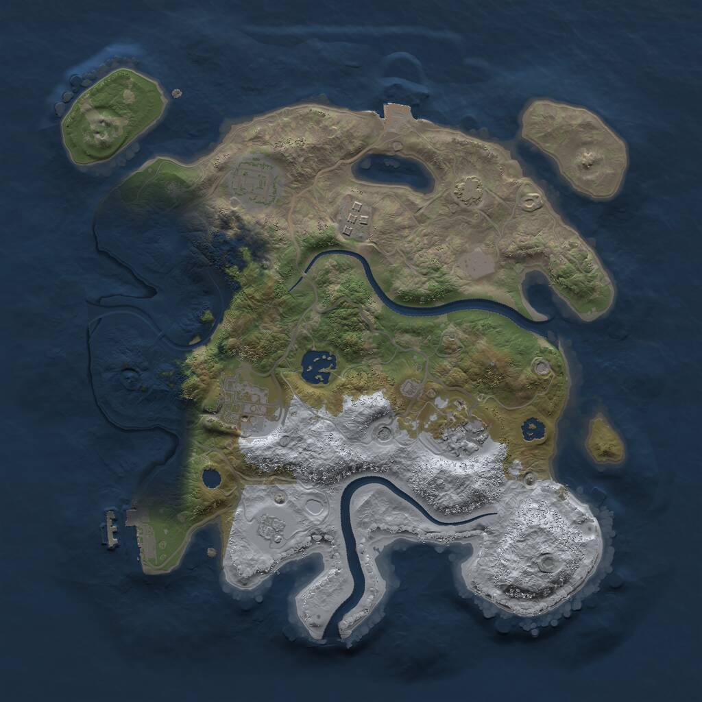 Rust Map: Procedural Map, Size: 3000, Seed: 3473475, 10 Monuments