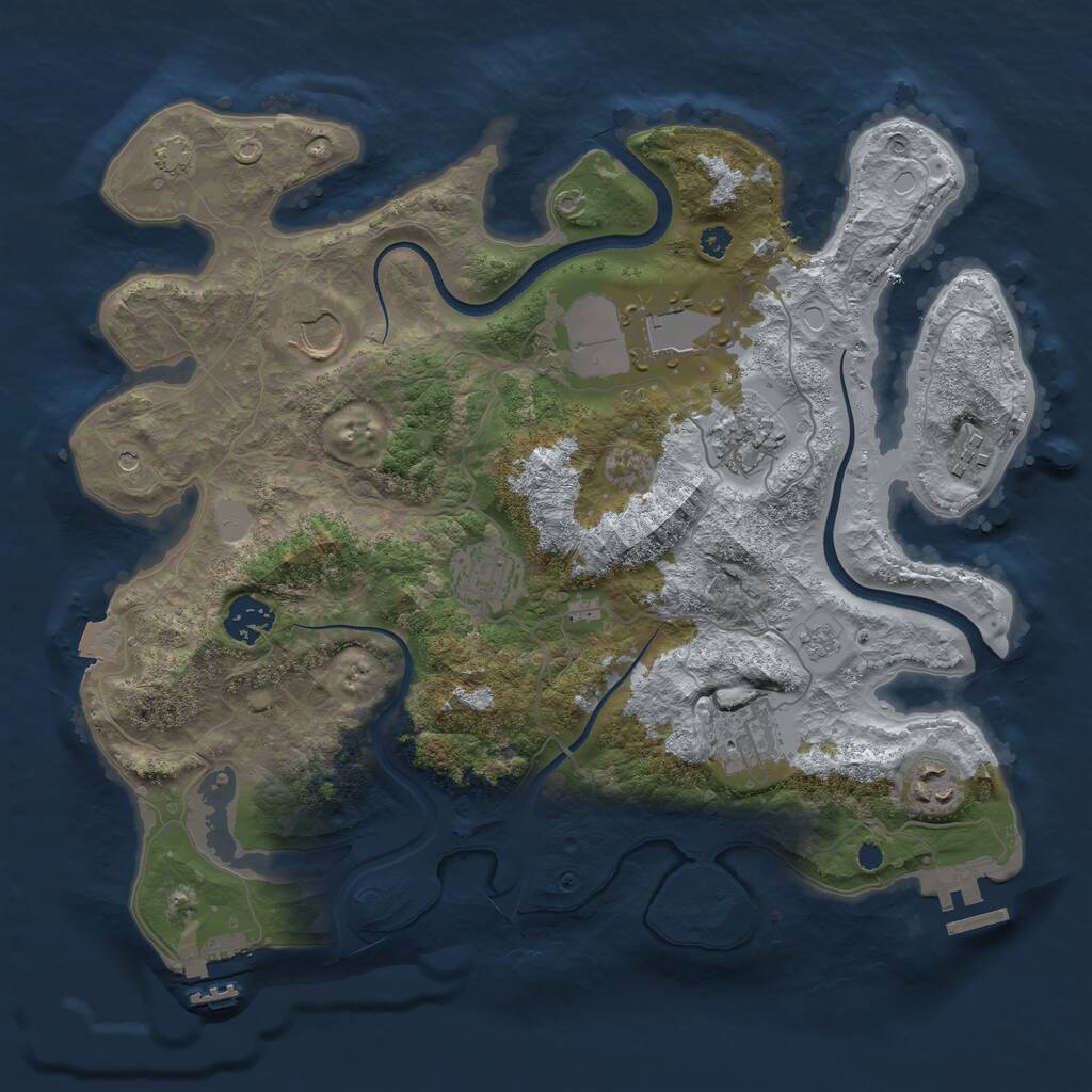 Rust Map: Procedural Map, Size: 3500, Seed: 19940219, 14 Monuments