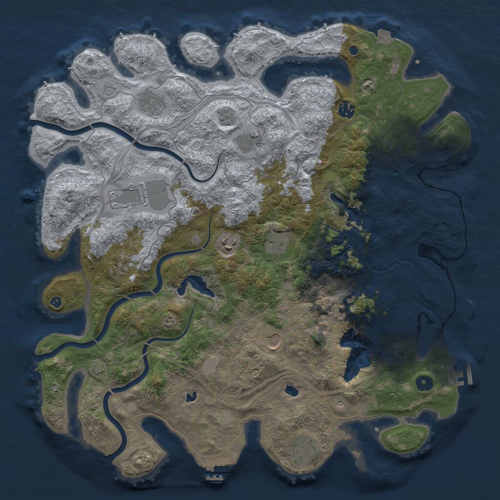 Rust Map: Procedural Map, Size: 4500, Seed: 449070401, 16 Monuments