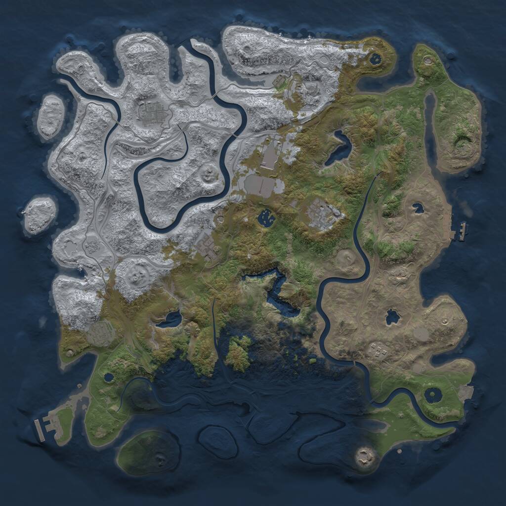 Rust Map: Procedural Map, Size: 4500, Seed: 555519413, 15 Monuments