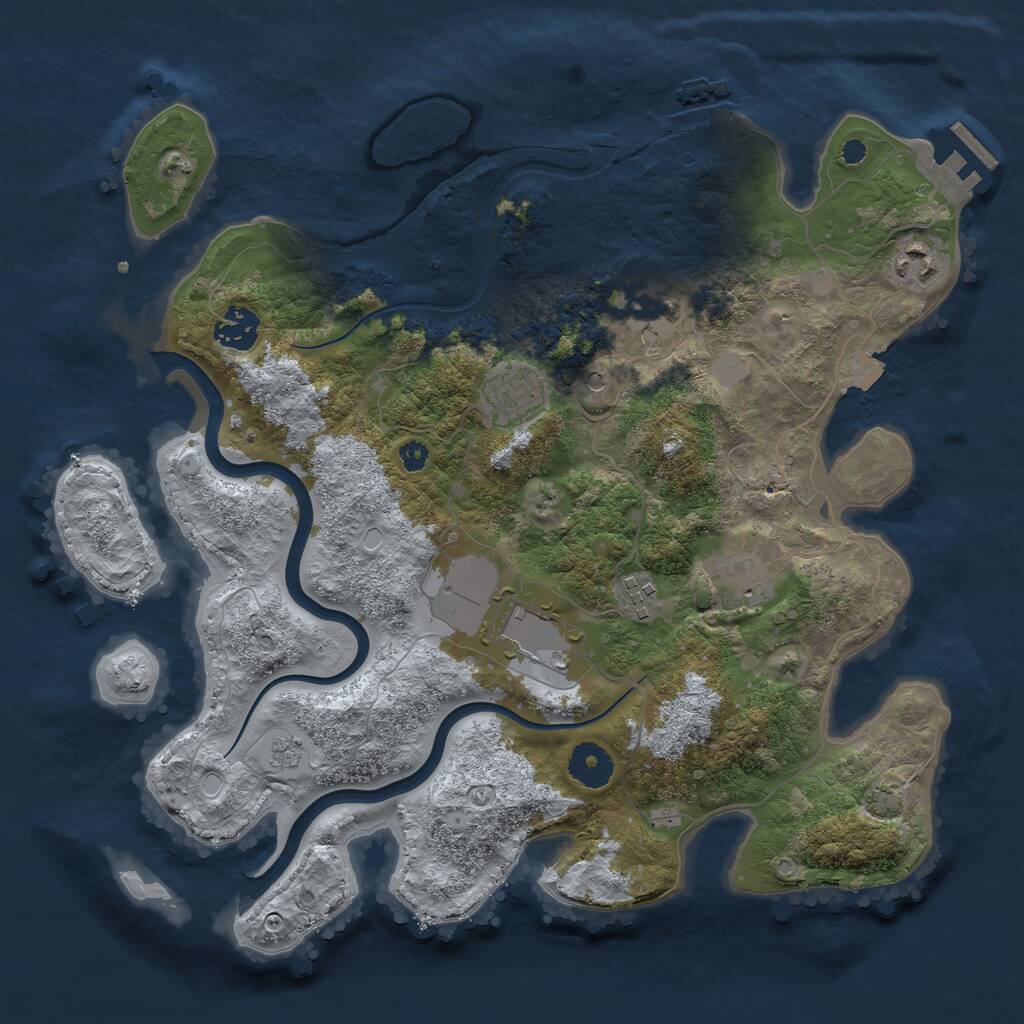Rust Map: Procedural Map, Size: 3500, Seed: 221128950, 13 Monuments