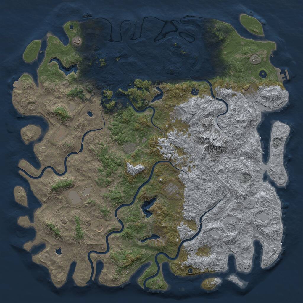 Rust Map: Procedural Map, Size: 6000, Seed: 1443839275, 17 Monuments