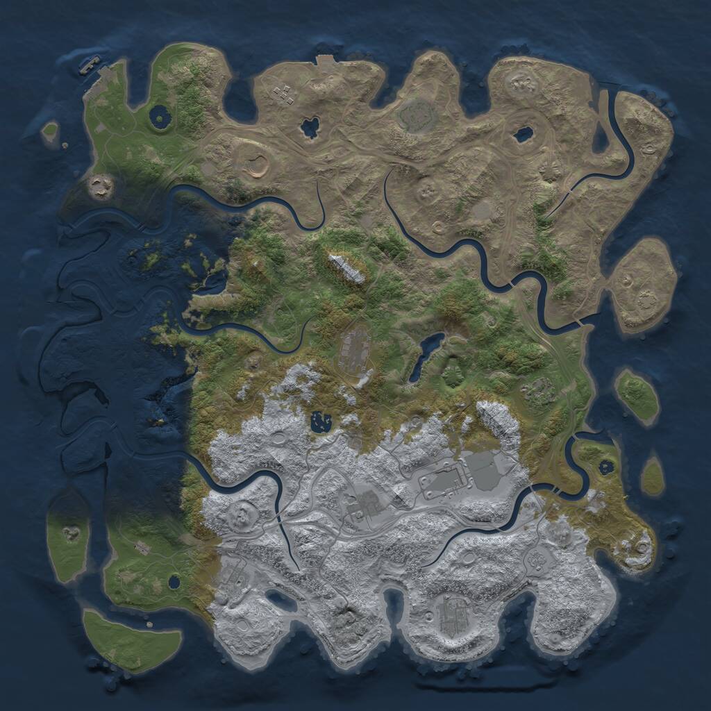 Rust Map: Procedural Map, Size: 4750, Seed: 1235211654, 16 Monuments