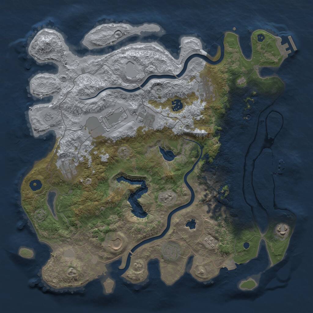 Rust Map: Procedural Map, Size: 4000, Seed: 1296960571, 16 Monuments