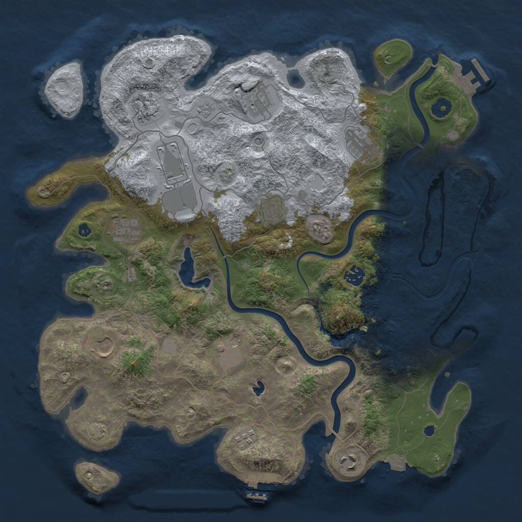 Rust Map: Procedural Map, Size: 4000, Seed: 8425, 17 Monuments