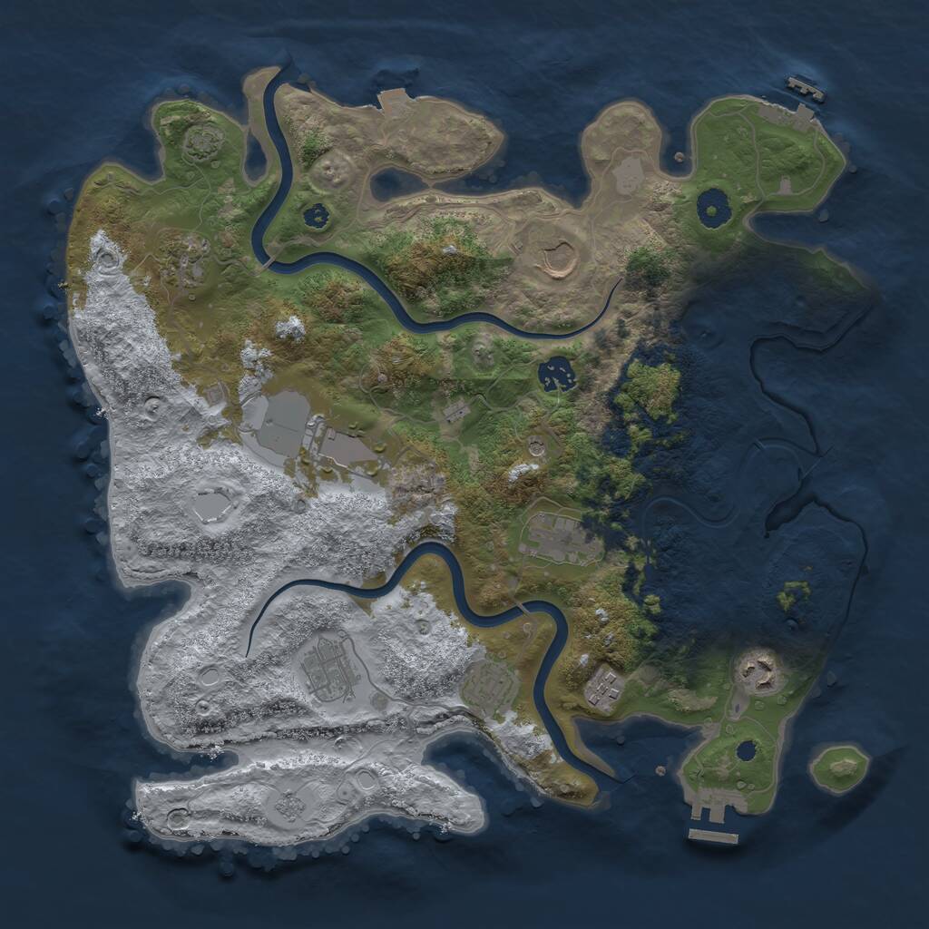 Rust Map: Procedural Map, Size: 3800, Seed: 316000491, 15 Monuments