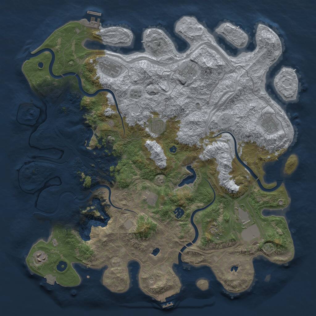 Rust Map: Procedural Map, Size: 4500, Seed: 229390998, 16 Monuments
