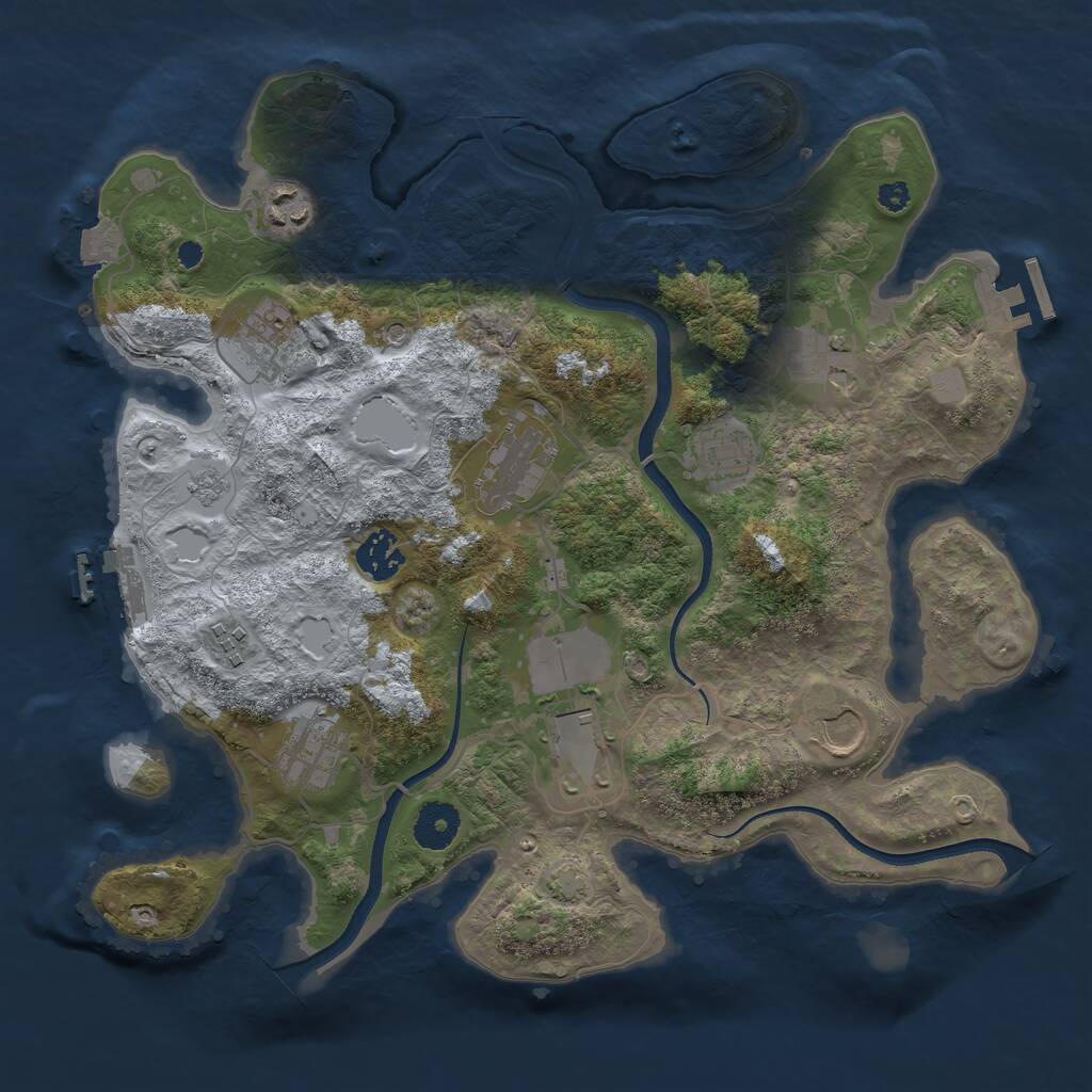 Rust Map: Procedural Map, Size: 3500, Seed: 133641831, 16 Monuments