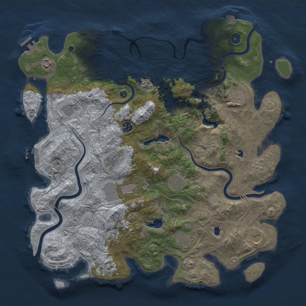 Rust Map: Procedural Map, Size: 4500, Seed: 811061008, 17 Monuments