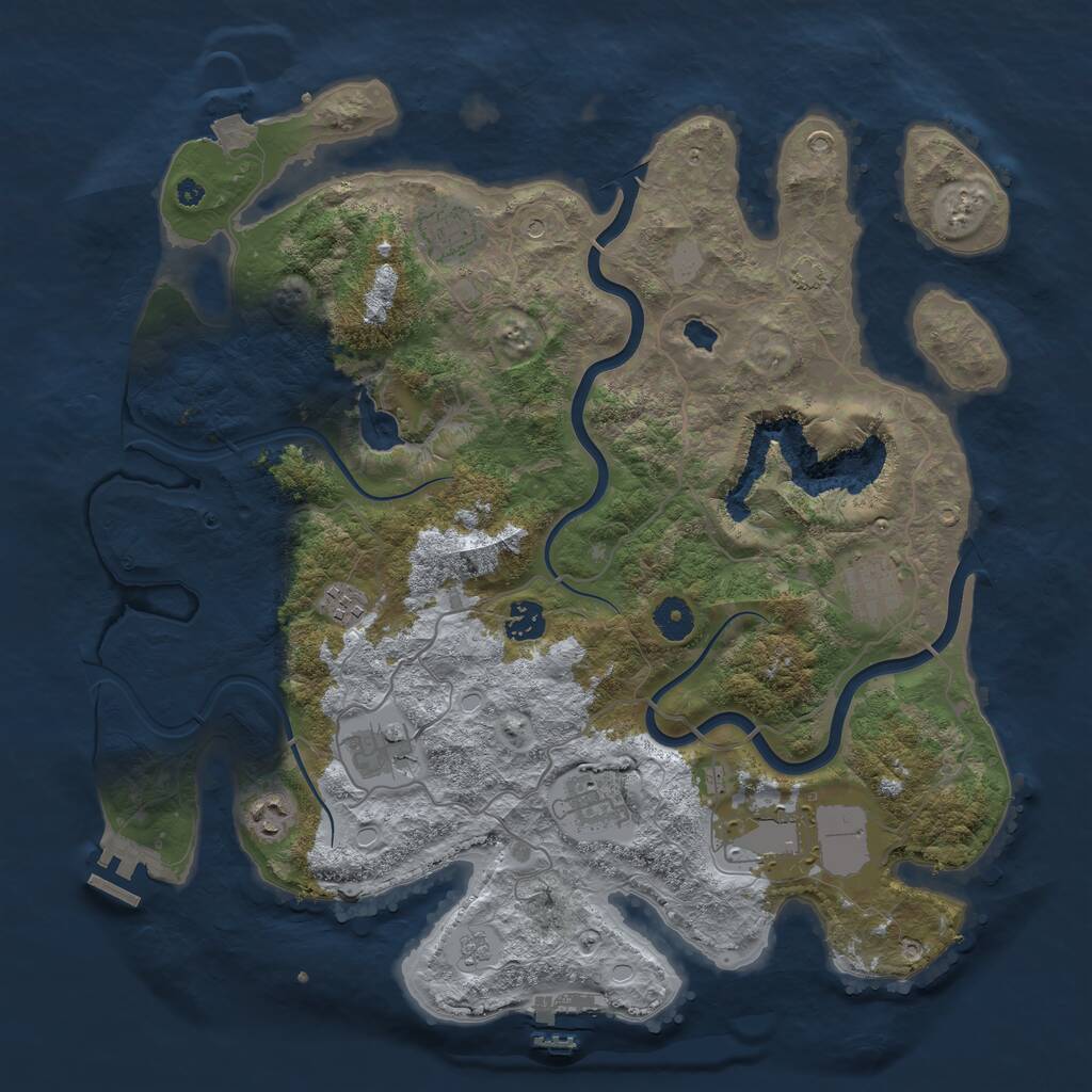 Rust Map: Procedural Map, Size: 4000, Seed: 1364394427, 14 Monuments