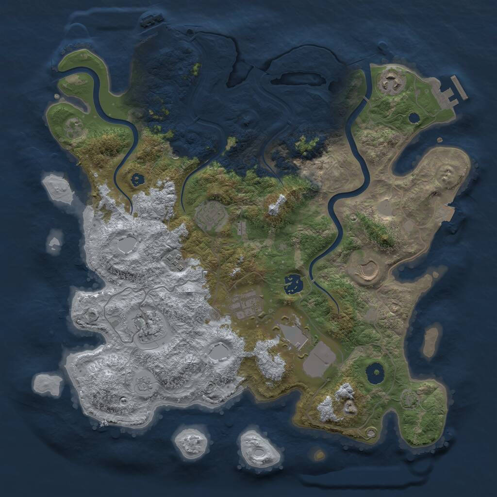 Rust Map: Procedural Map, Size: 3750, Seed: 1285390101, 14 Monuments