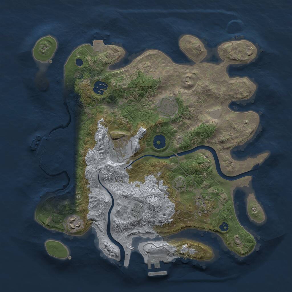 Rust Map: Procedural Map, Size: 3200, Seed: 1480671896, 10 Monuments