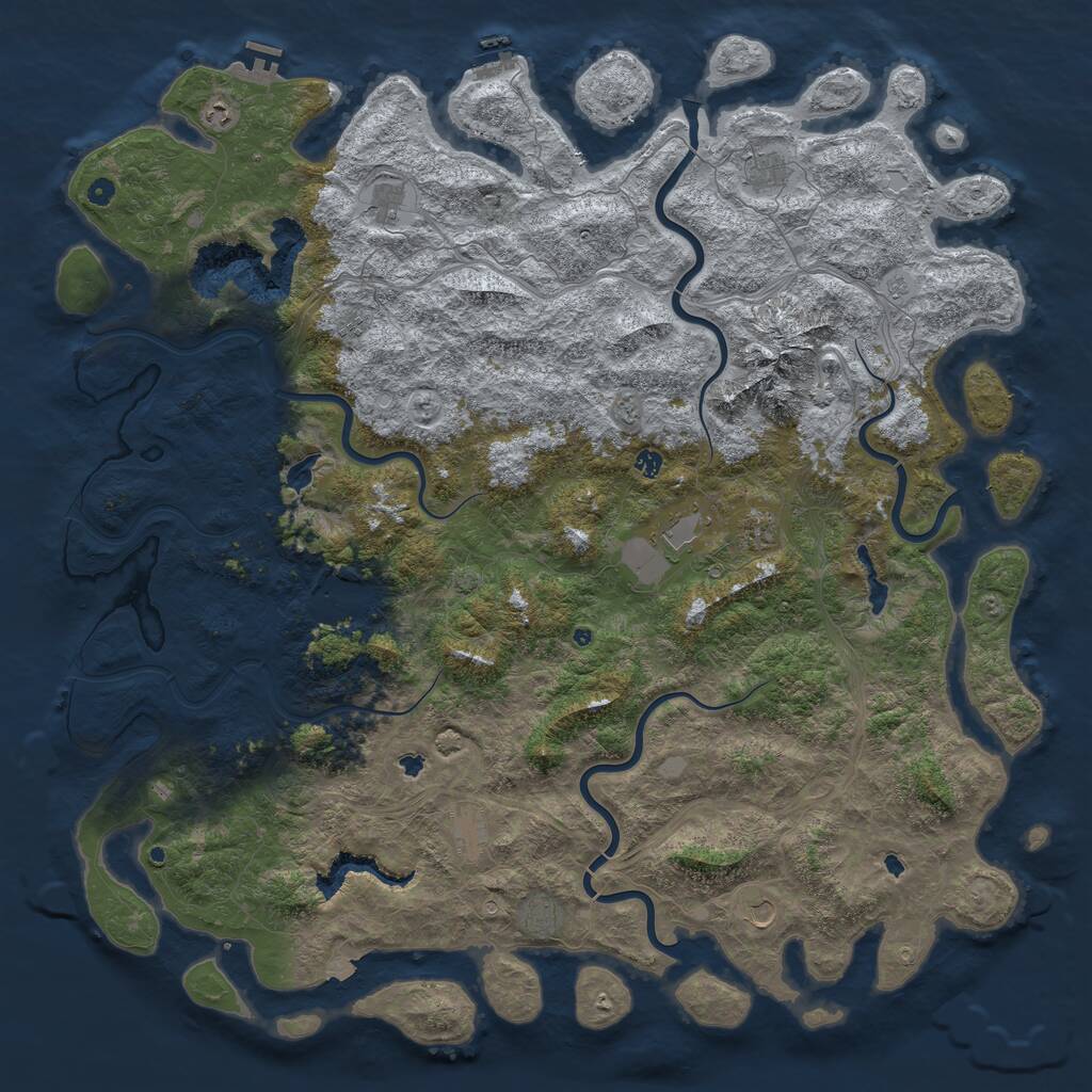Rust Map: Procedural Map, Size: 6000, Seed: 1687651, 17 Monuments