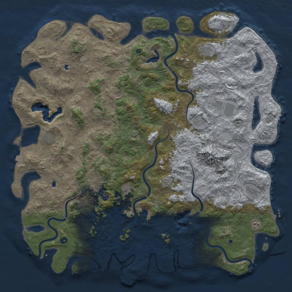 Rust Map: Procedural Map, Size: 6000, Seed: 165219963, 17 Monuments