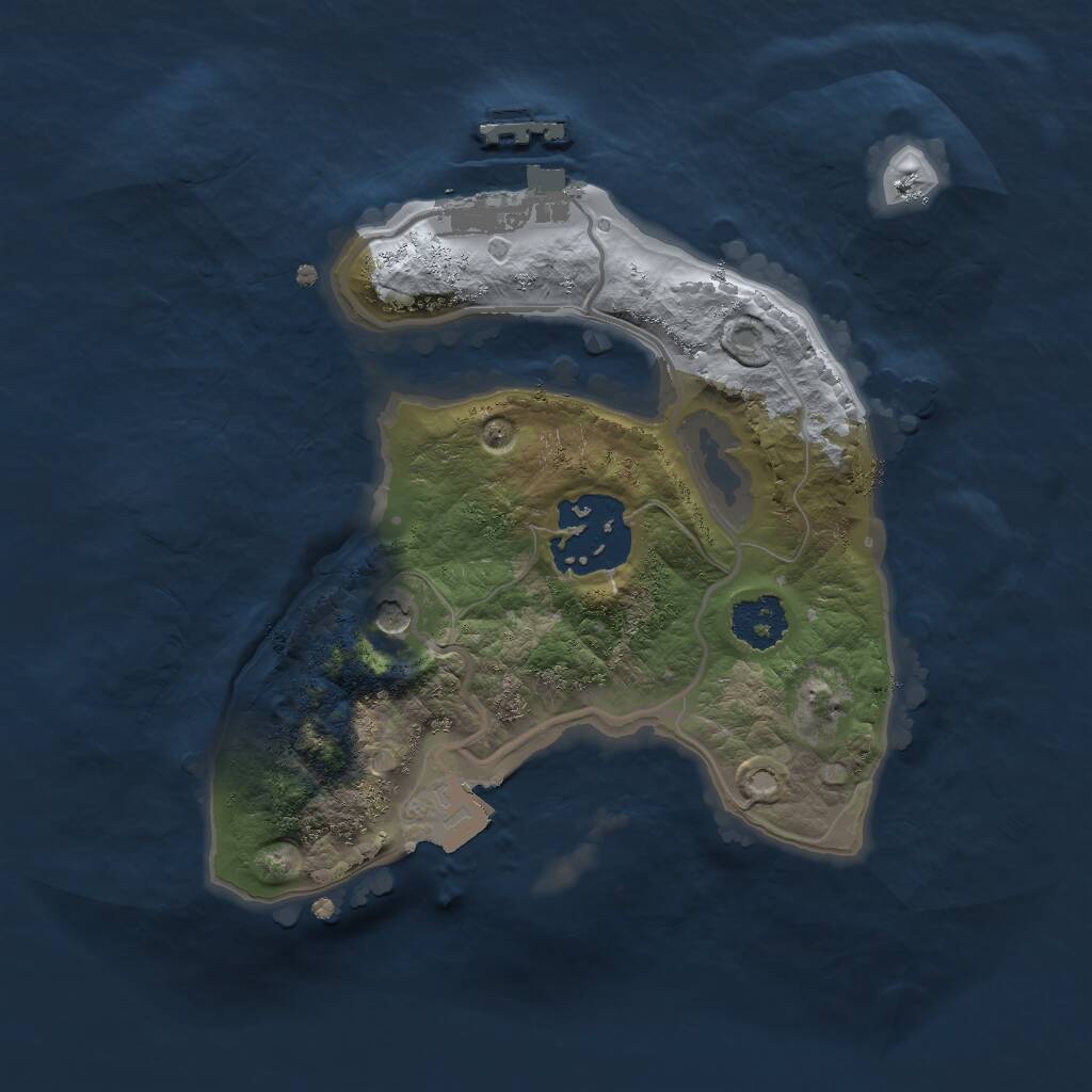 Rust Map: Procedural Map, Size: 2000, Seed: 1906869886, 4 Monuments