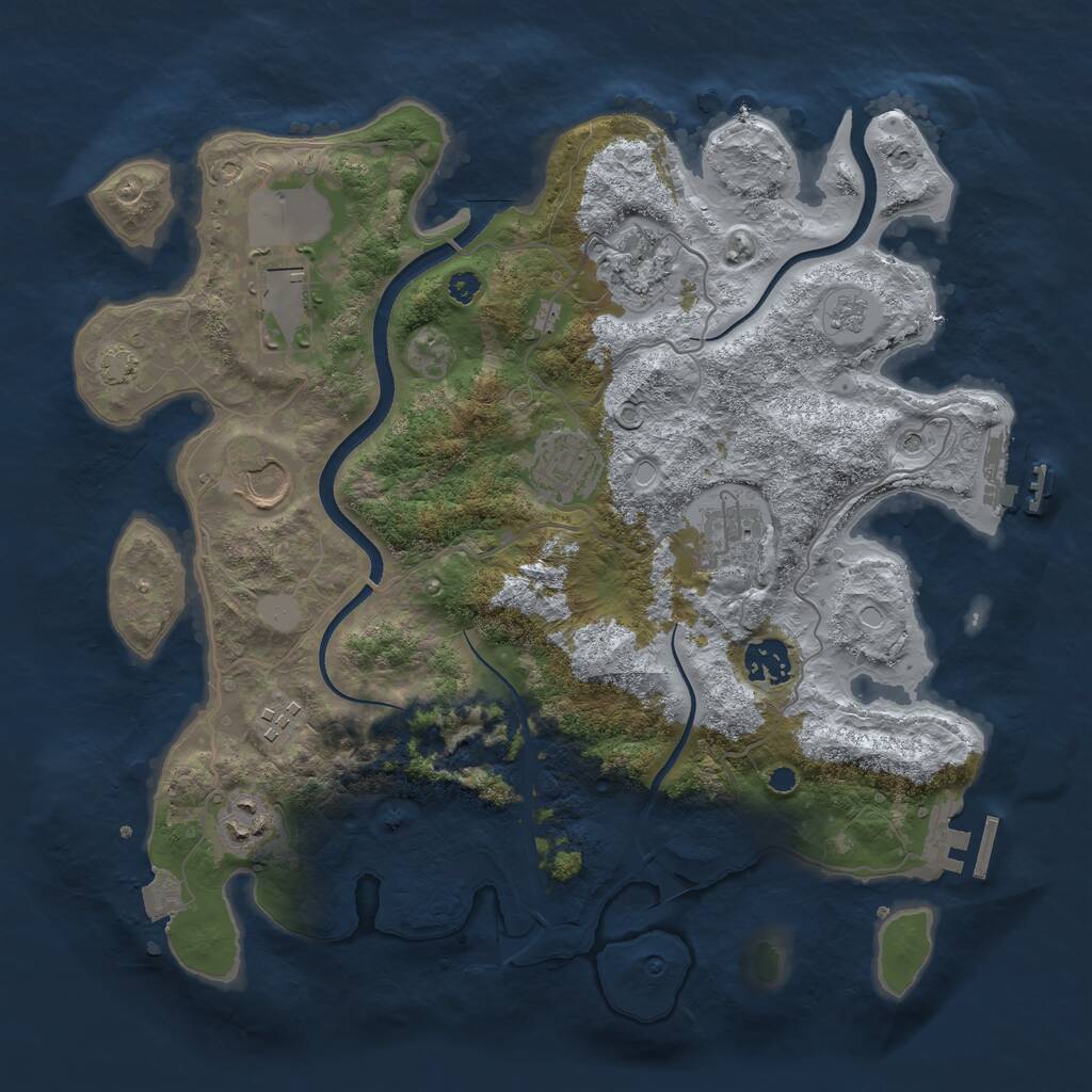 Rust Map: Procedural Map, Size: 3500, Seed: 592650136, 14 Monuments
