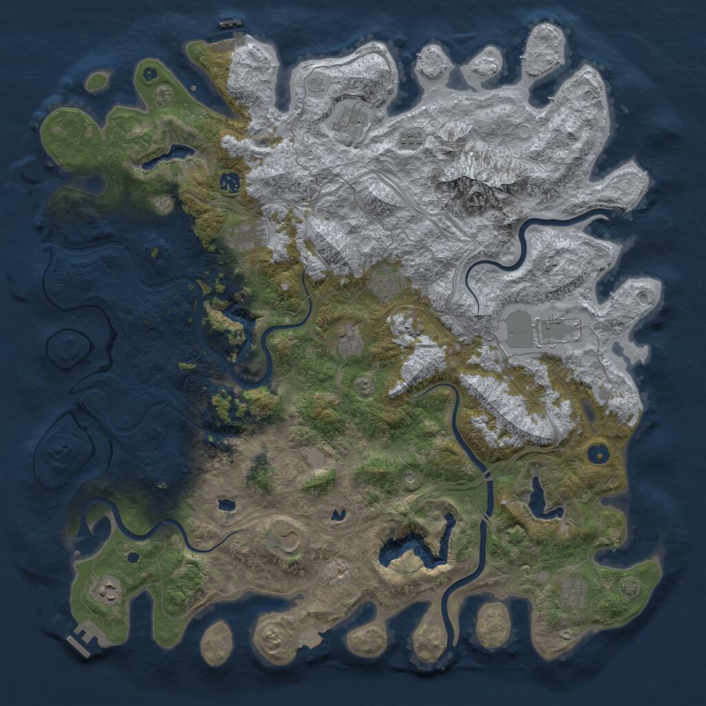 Rust Map: Procedural Map, Size: 5000, Seed: 5656, 16 Monuments