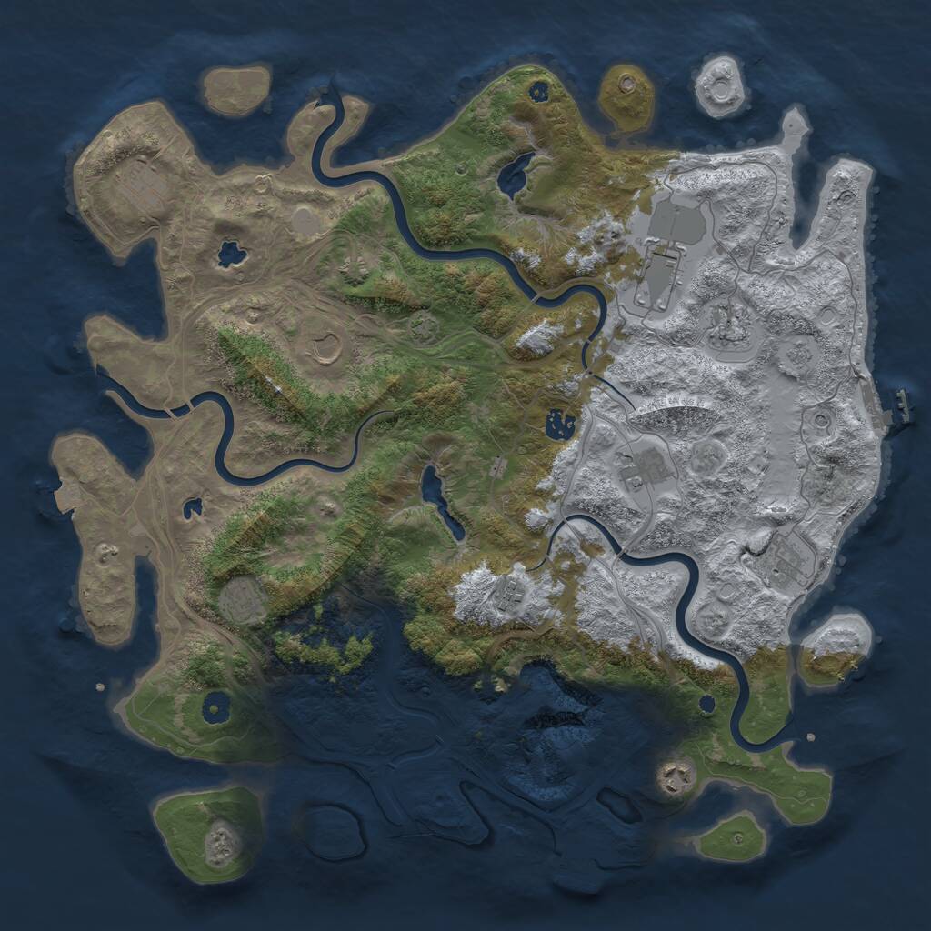 Rust Map: Procedural Map, Size: 4500, Seed: 1838147858, 16 Monuments