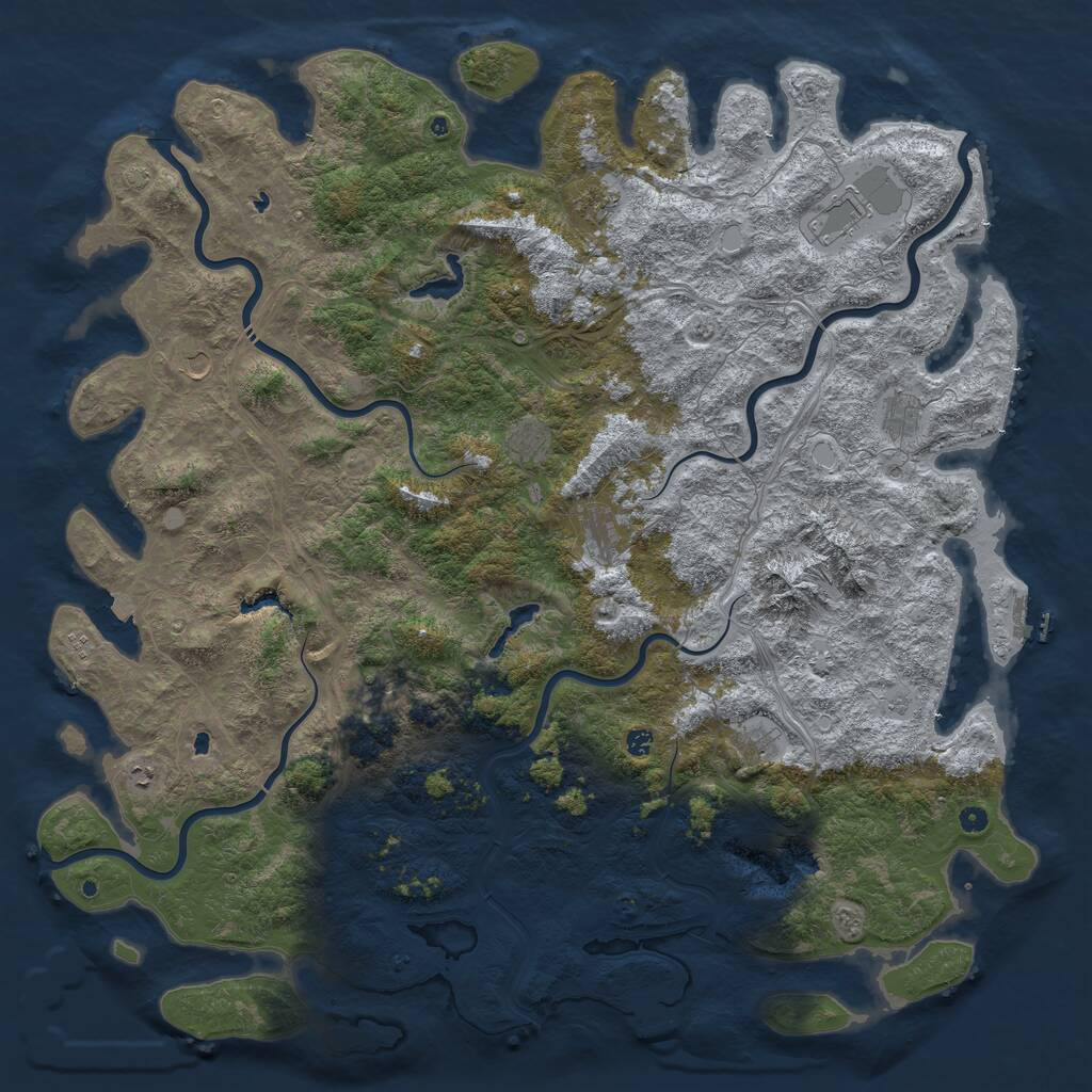 Rust Map: Procedural Map, Size: 6000, Seed: 457577027, 17 Monuments