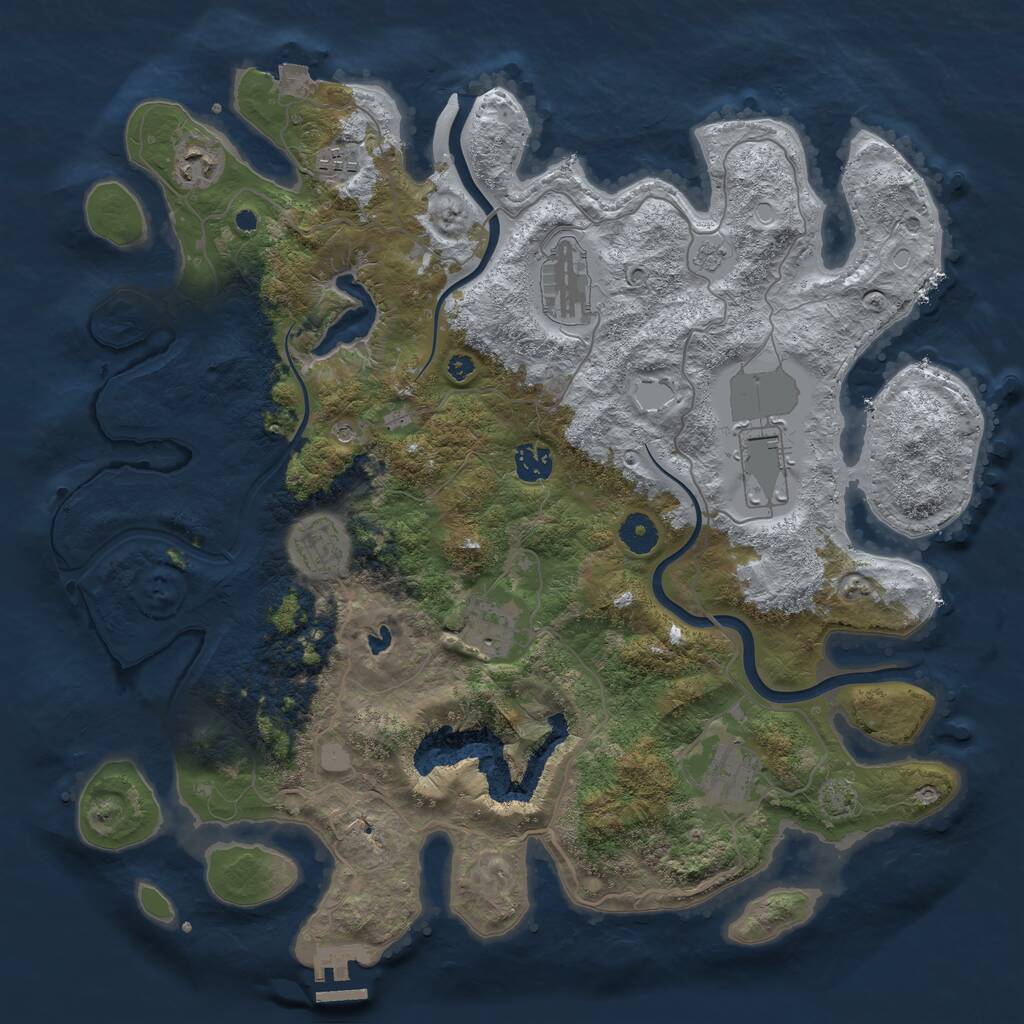 Rust Map: Procedural Map, Size: 4000, Seed: 764856842, 13 Monuments
