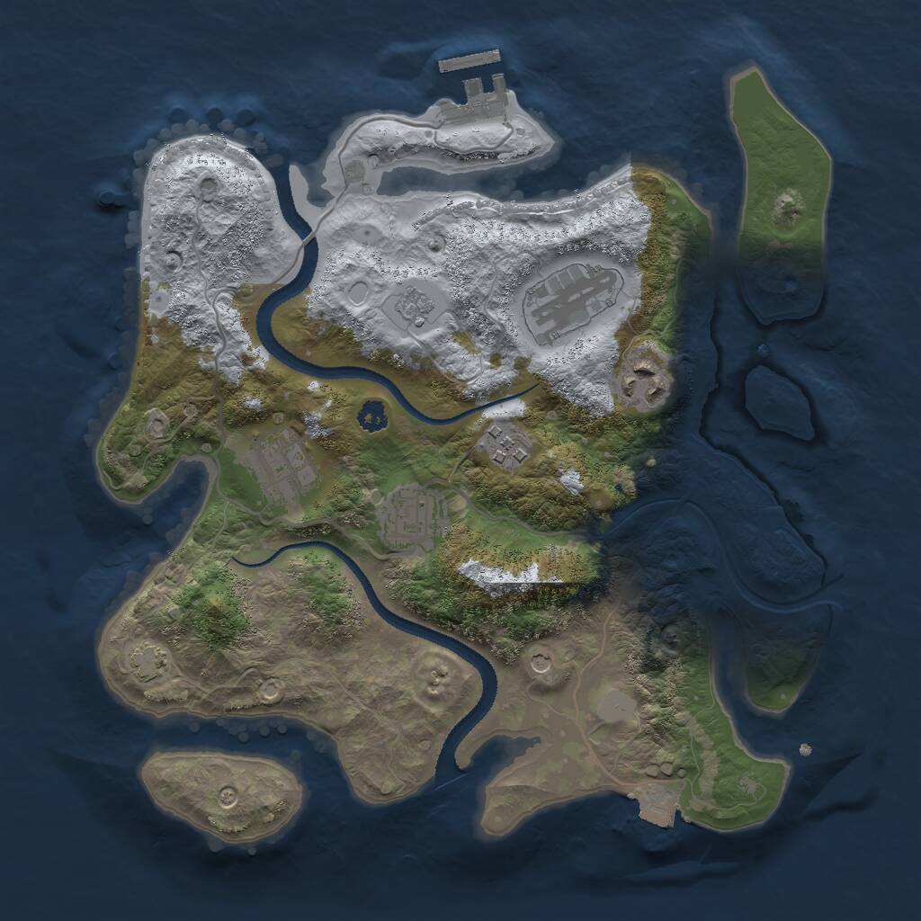 Rust Map: Procedural Map, Size: 3000, Seed: 90917, 10 Monuments