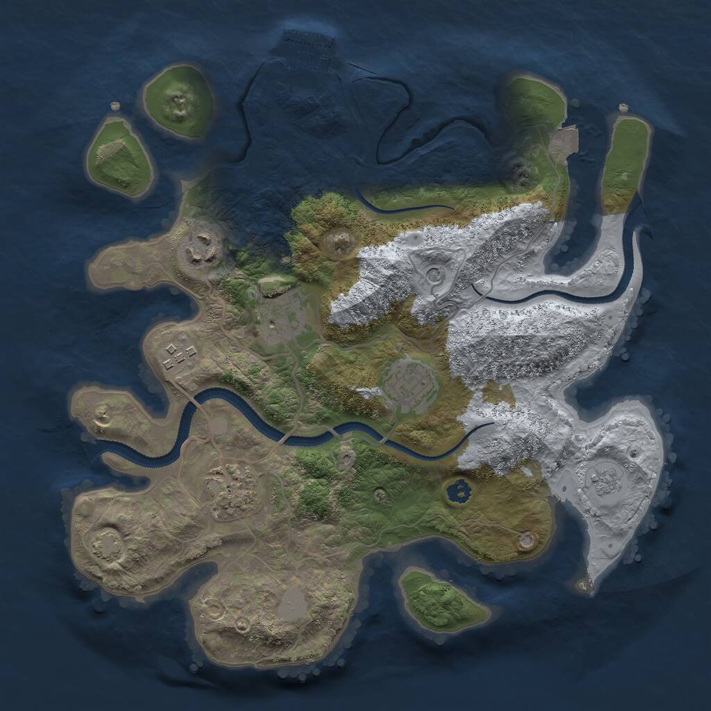 Rust Map: Procedural Map, Size: 3000, Seed: 692770187, 10 Monuments