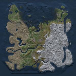 Thumbnail Rust Map: Procedural Map, Size: 4300, Seed: 304138327, 17 Monuments
