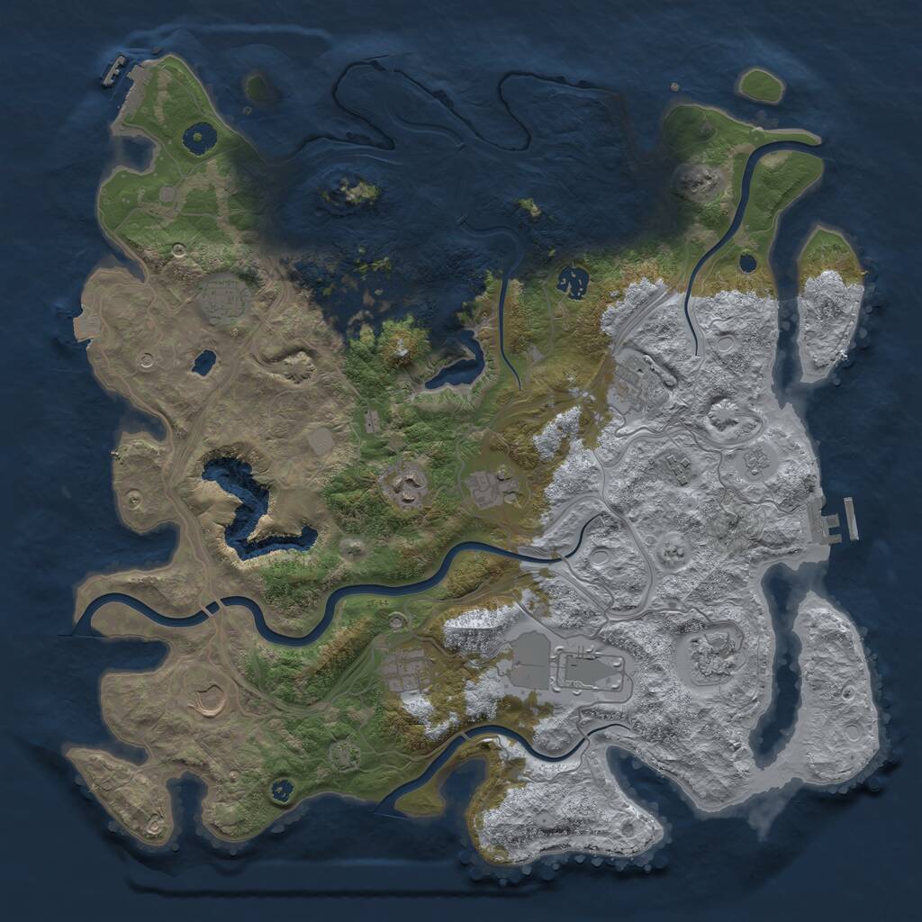 Rust Map: Procedural Map, Size: 4300, Seed: 304138327, 17 Monuments