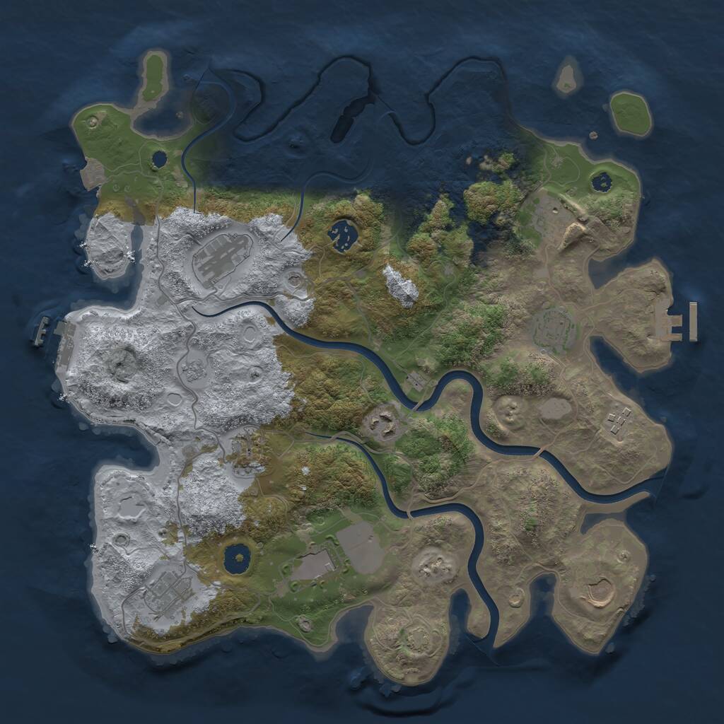 Rust Map: Procedural Map, Size: 3750, Seed: 984536453, 16 Monuments