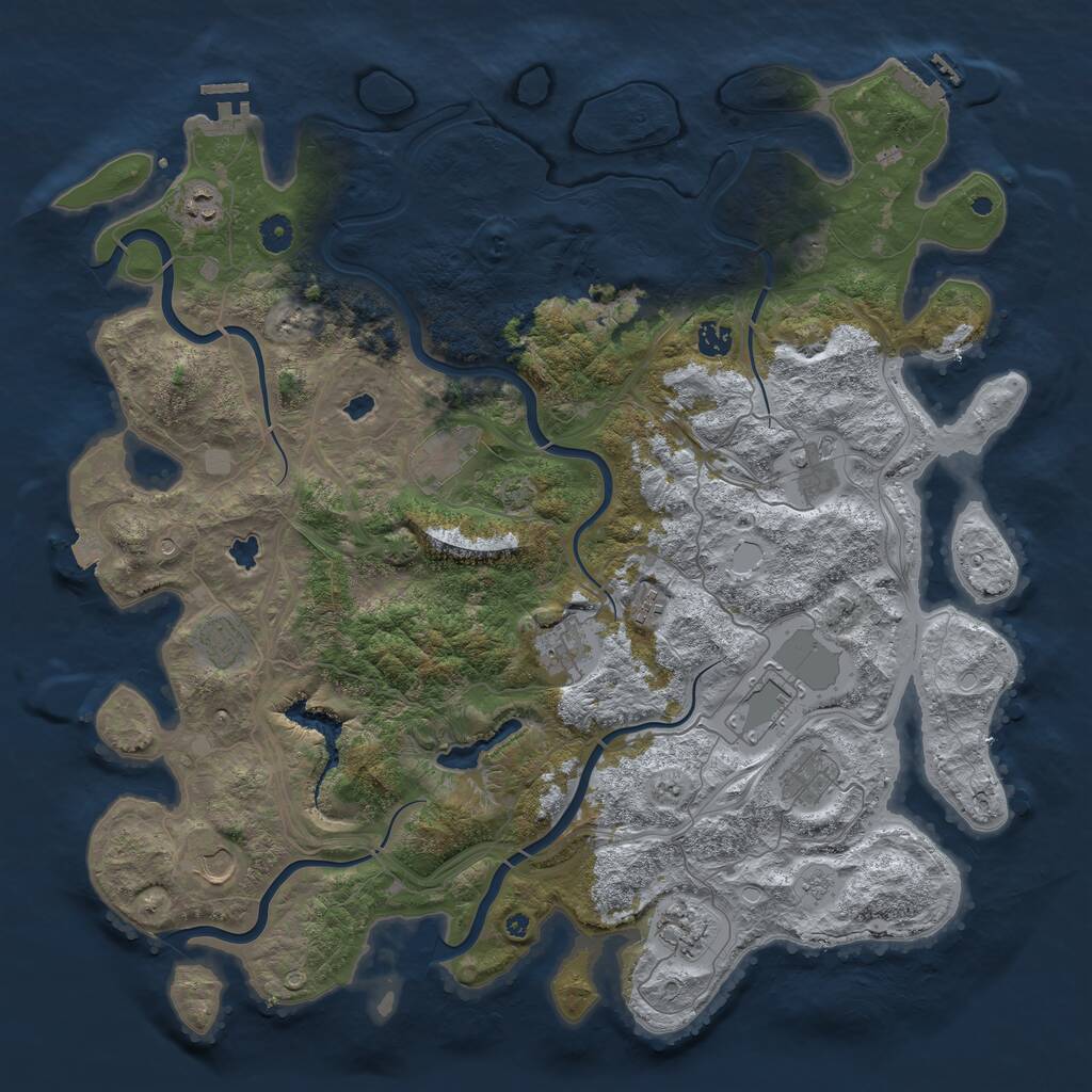Rust Map: Procedural Map, Size: 4600, Seed: 837461, 17 Monuments