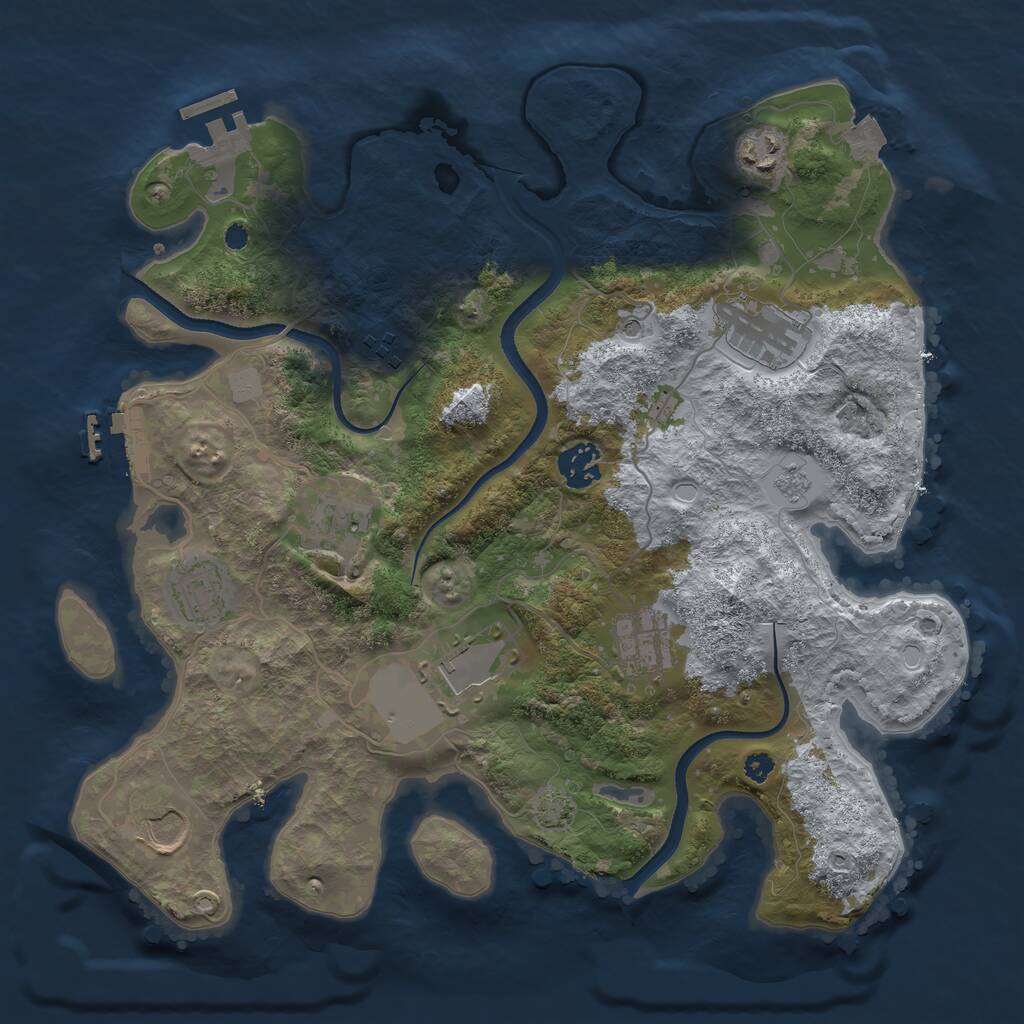 Rust Map: Procedural Map, Size: 3500, Seed: 100555819, 15 Monuments