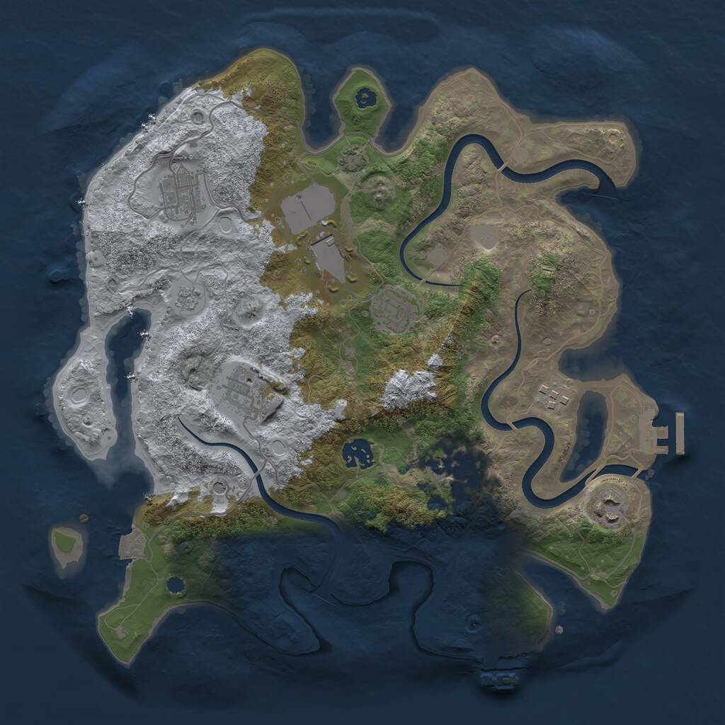 Rust Map: Procedural Map, Size: 3500, Seed: 1745344745, 14 Monuments
