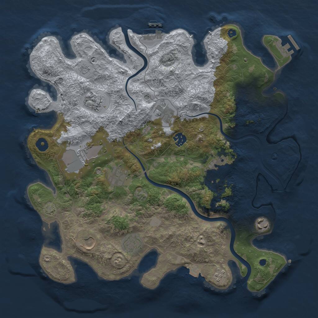 Rust Map: Procedural Map, Size: 3750, Seed: 387036483, 16 Monuments