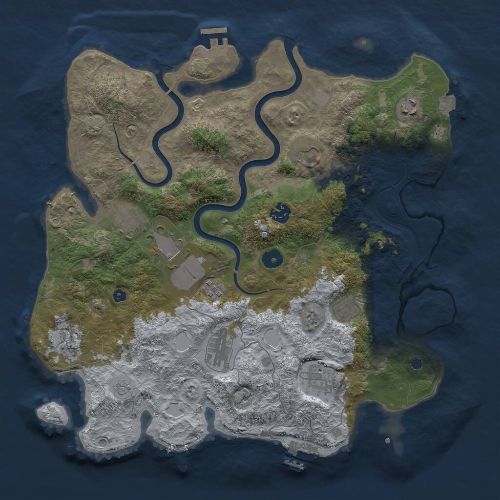 Rust Map: Procedural Map, Size: 3800, Seed: 429, 16 Monuments