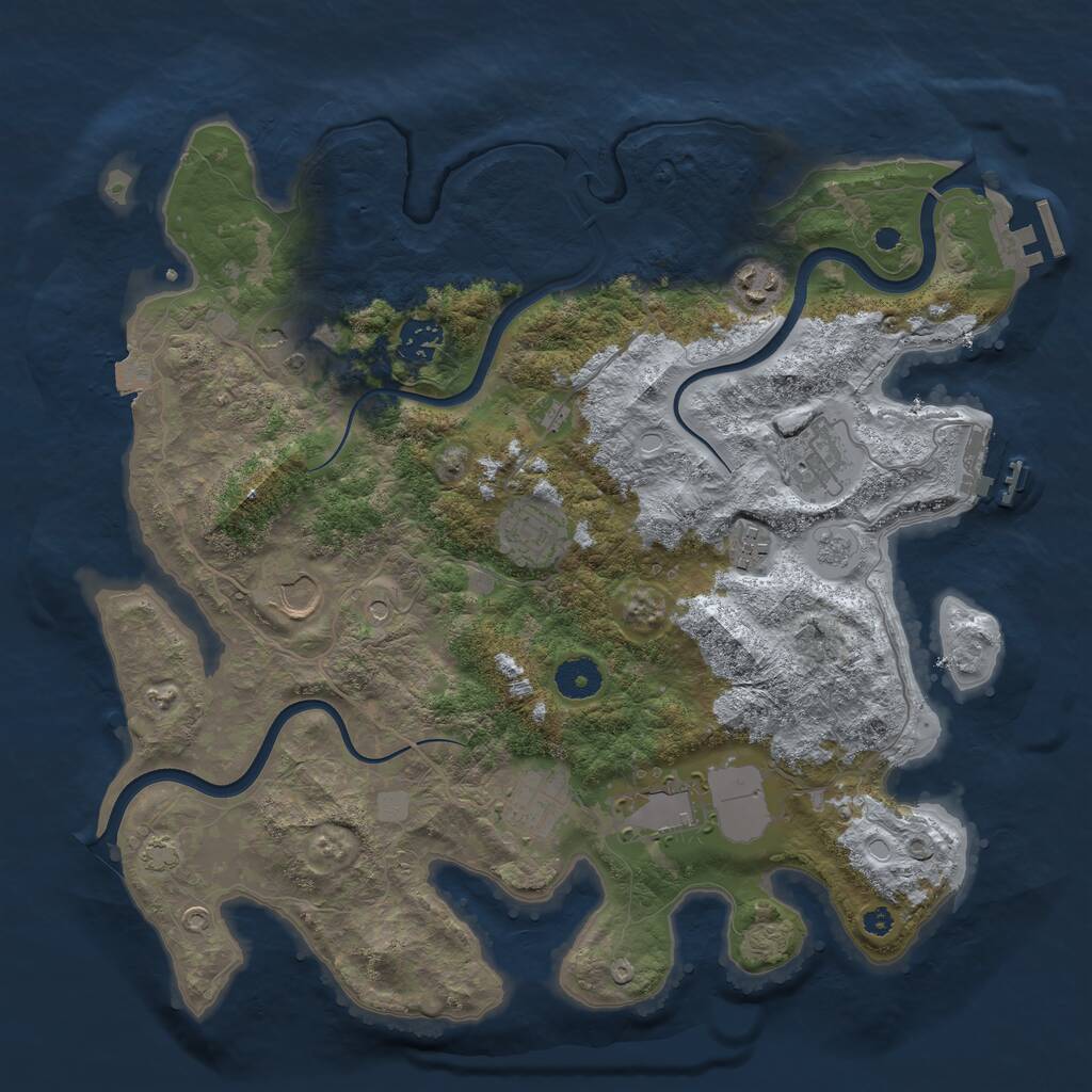 Rust Map: Procedural Map, Size: 3750, Seed: 779449220, 15 Monuments