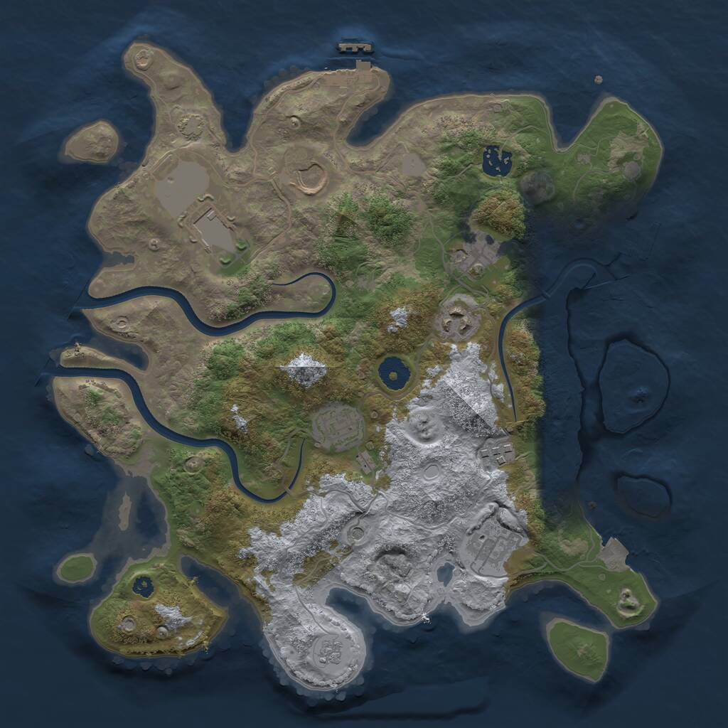 Rust Map: Procedural Map, Size: 3500, Seed: 523673728, 14 Monuments