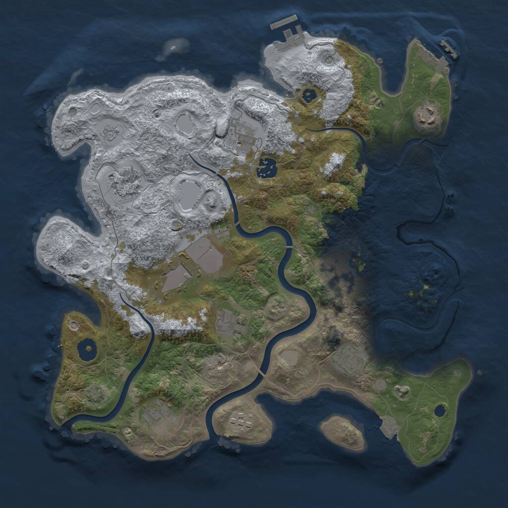 Rust Map: Procedural Map, Size: 3600, Seed: 176, 16 Monuments