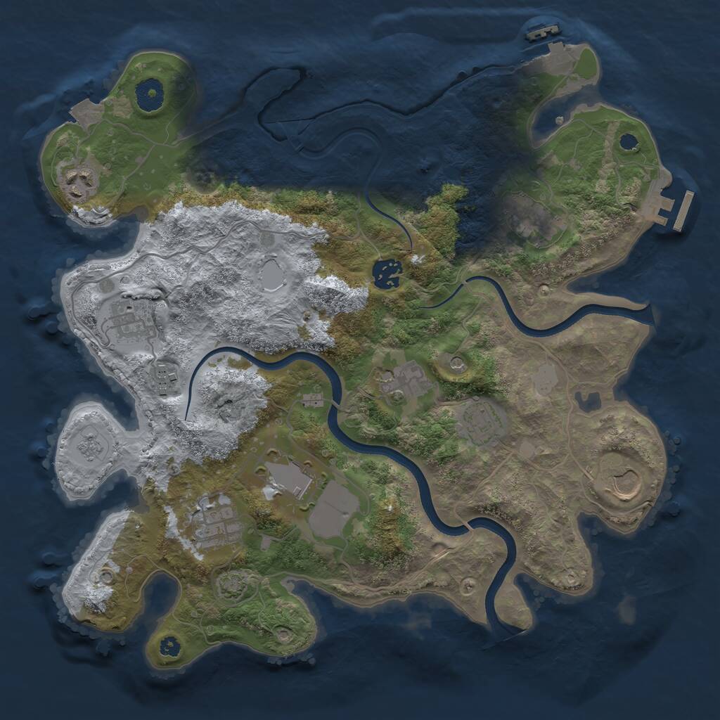 Rust Map: Procedural Map, Size: 3500, Seed: 846873, 16 Monuments