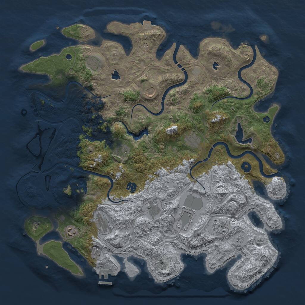 Rust Map: Procedural Map, Size: 4500, Seed: 1313988609, 16 Monuments