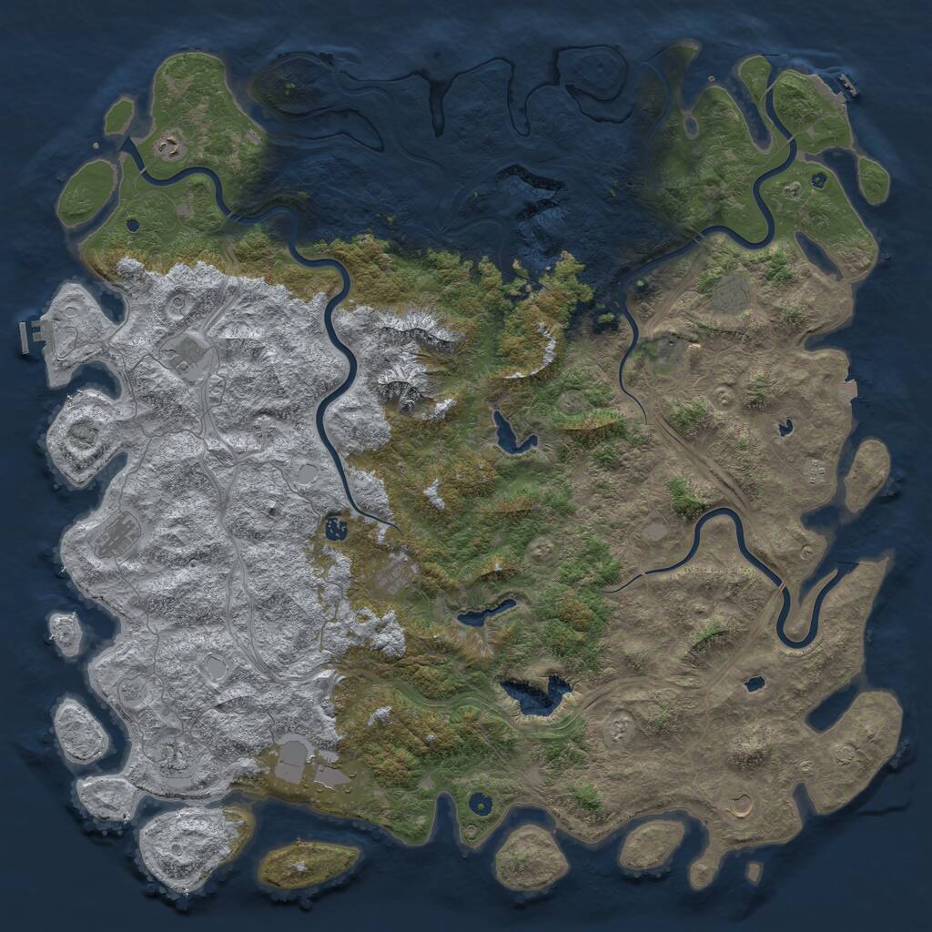Rust Map: Procedural Map, Size: 6000, Seed: 1710346971, 17 Monuments
