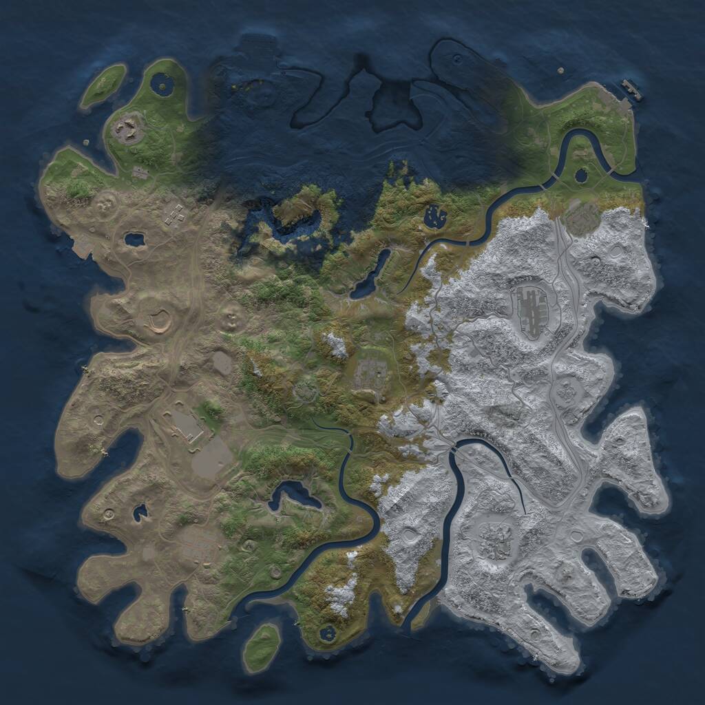 Rust Map: Procedural Map, Size: 4500, Seed: 7541, 16 Monuments