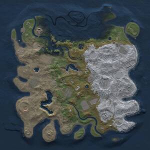 Thumbnail Rust Map: Procedural Map, Size: 4000, Seed: 71874, 16 Monuments